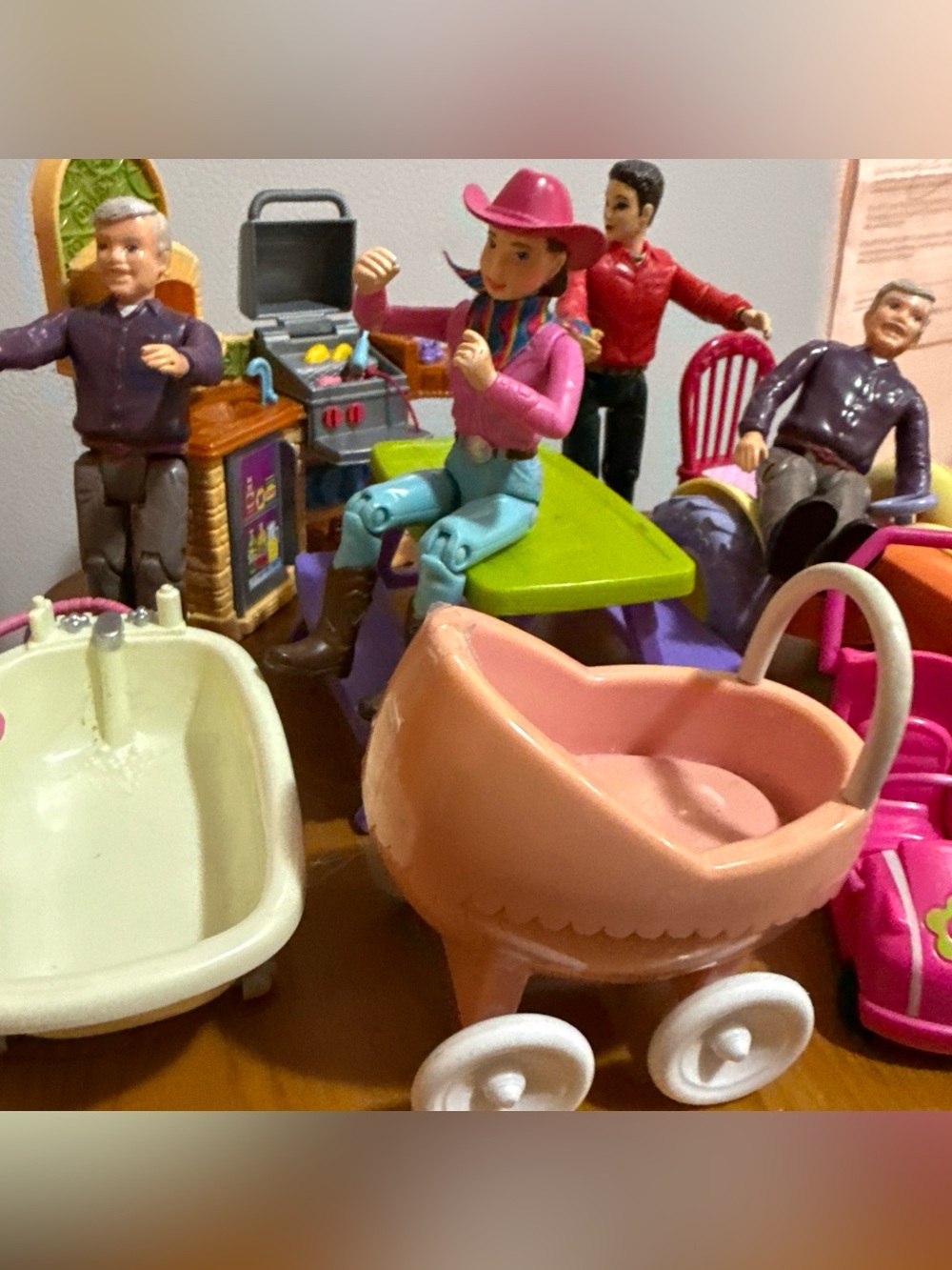 80s90s Random Dollhouse furniture  & Dolls Set of 12